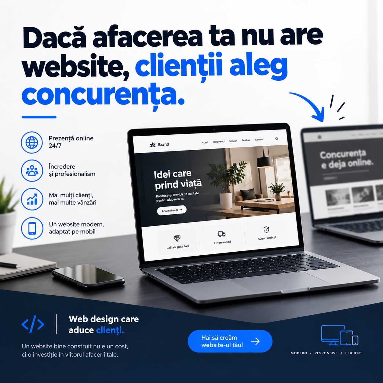 Dacă afacerea ta nu are website, clienții aleg concurența.